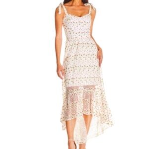 NWT Dress the Population Wren Ivory Floral Tie Shoulder High Low Dress - Sz XL